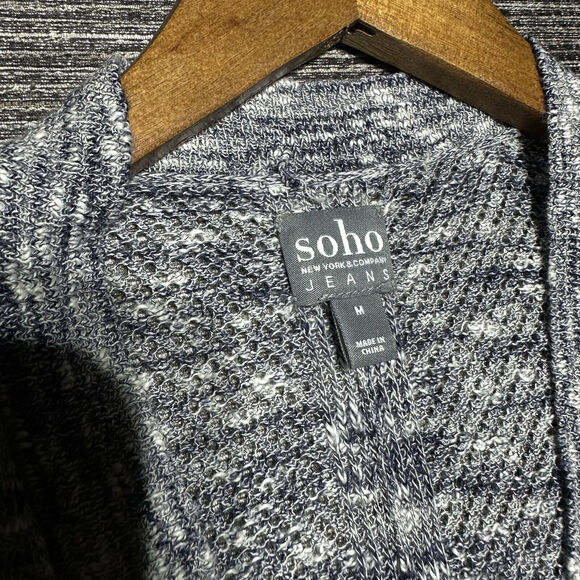 Soho Cardigan Sweater Women's M Blue Light Knit - Picture 2 of 12